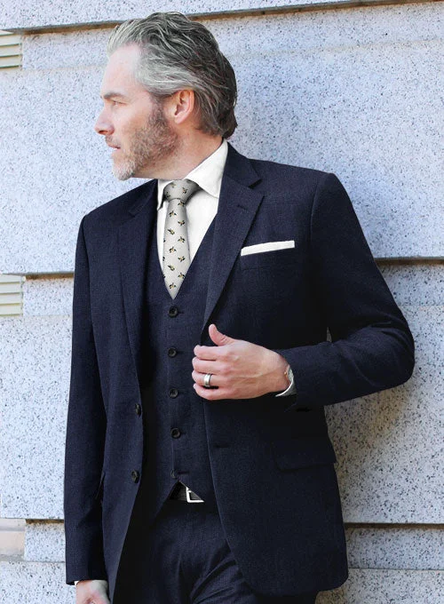 Lanificio Zegna Trofeo Navy Blue Wool Jacket Wool Fabric Cashmere Fabric Tweed Fabric