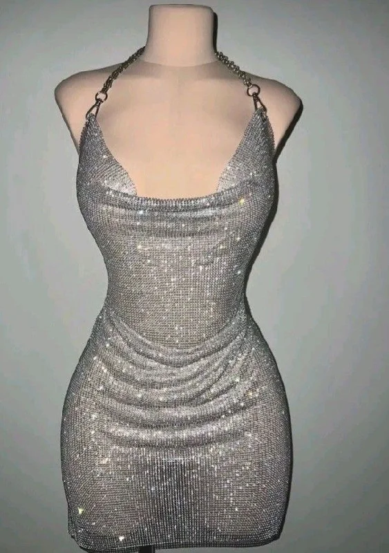 Sexy Grey Halter Sheath Short Party Dress Homecoming Dress, DP4108 Bodycon Fitted Nightout