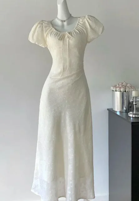 Lovely Ivory Short Sleeves A-Line Party Dress Fashion Women Dress, DP4363 Tunics Evening elegant