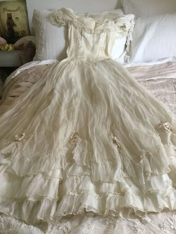 Elegant Ivory A-Line Long Birthday Dress Vintage Long Party Dress, DP4583 Tunics Velvet soft