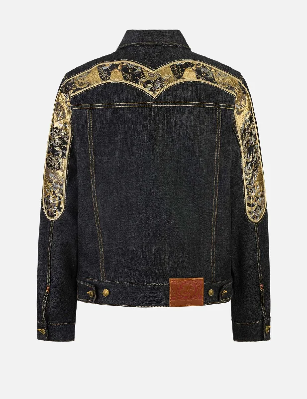 Brocade Daicock Appliqué 
Regular Fit Denim Jacket Knit Fabric Woven Fabric Fleece Fabric