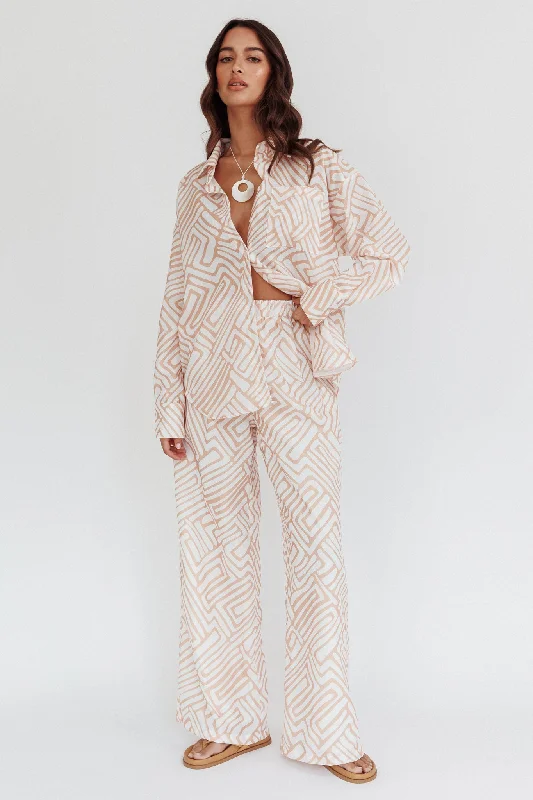 Alex Elastic Waist Pants Print Peach Fashionable Jogger Pants