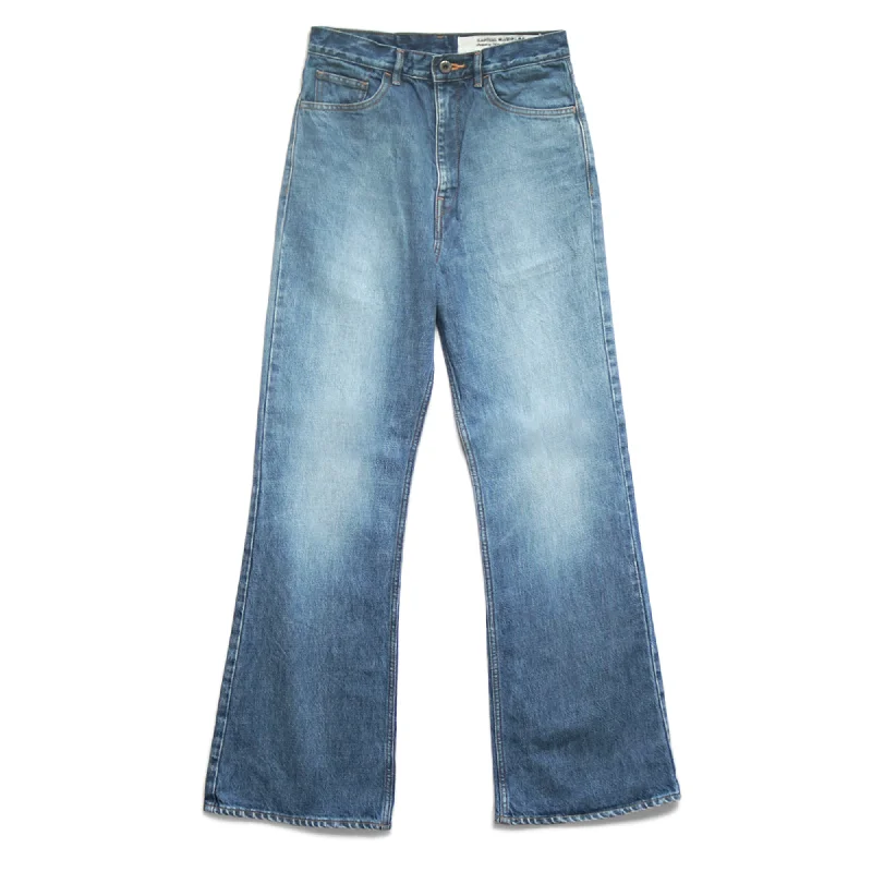 14oz DENIM 5P RAT FLARE PANTS (WOMEN'S) - INDIGO Slim-Fit Khaki Pants