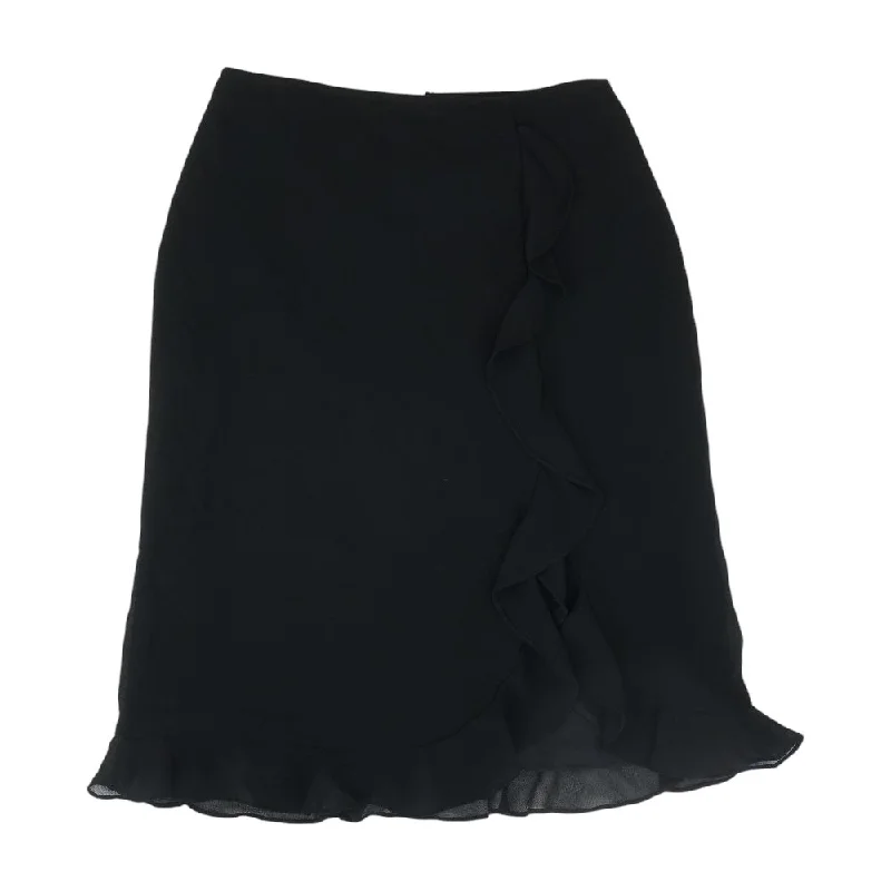 Black Solid Midi Skirt lace skirt feminine