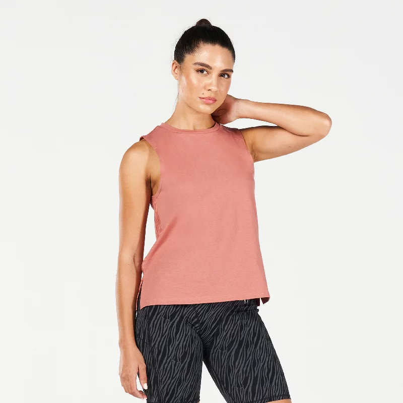 Core Wild Print Back Tank - Light Mahogany silver tank top
