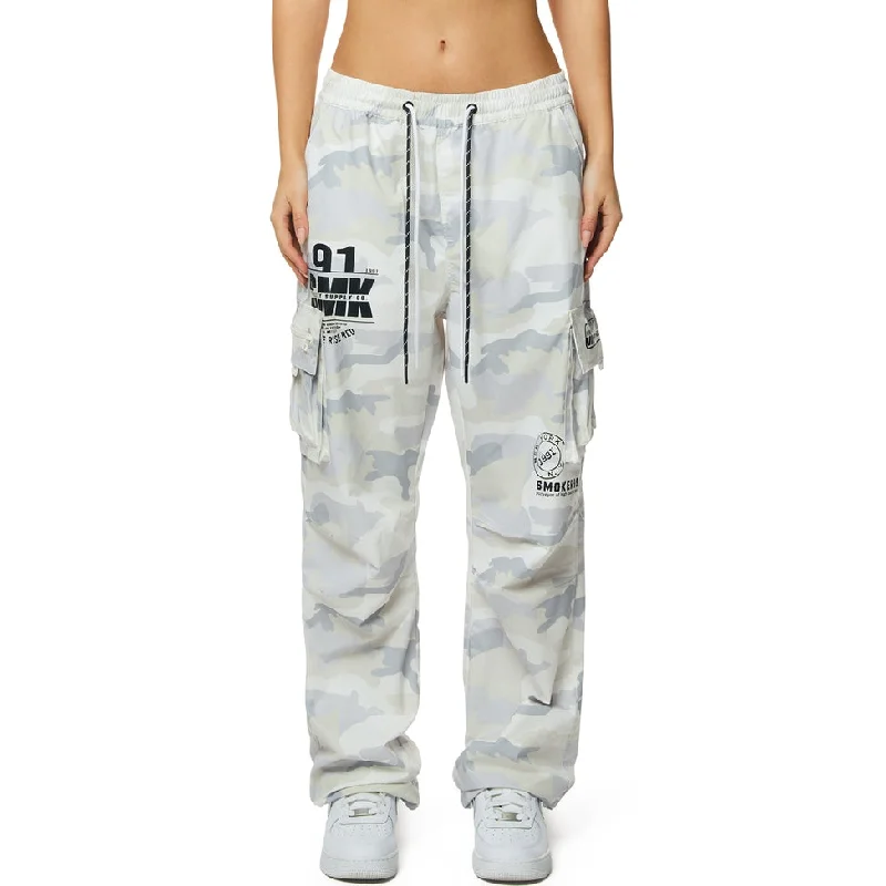 Slouched Straight Pants - Oatmeal Camo Cozy Full-Length Pants