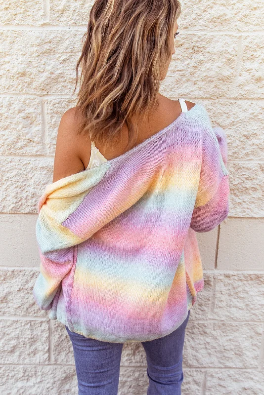 Boho Rainbow Cardigan Handmade Hand-knitted Hand-woven