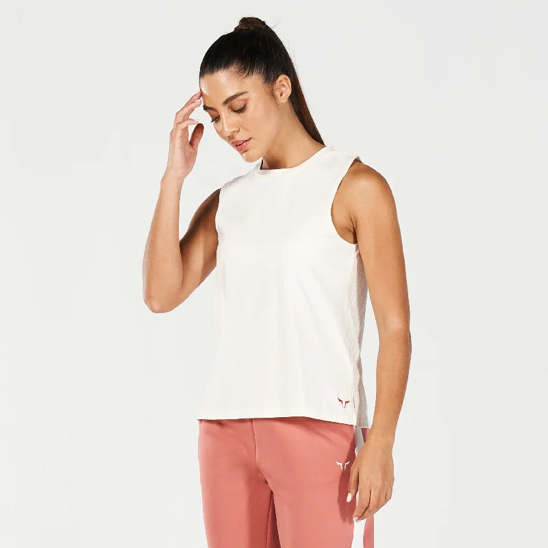 Core Wild Print Back Tank - Pearl White bronze tank top