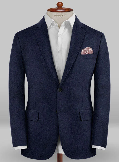 Colombo Navy Blue Cashmere Jacket Front Pockets Side Pockets Patch Pockets