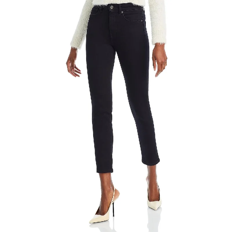 Veronica Beard Womens Debbie Pocket Denim Ankle Pants Stylish Paperbag Waist Pants