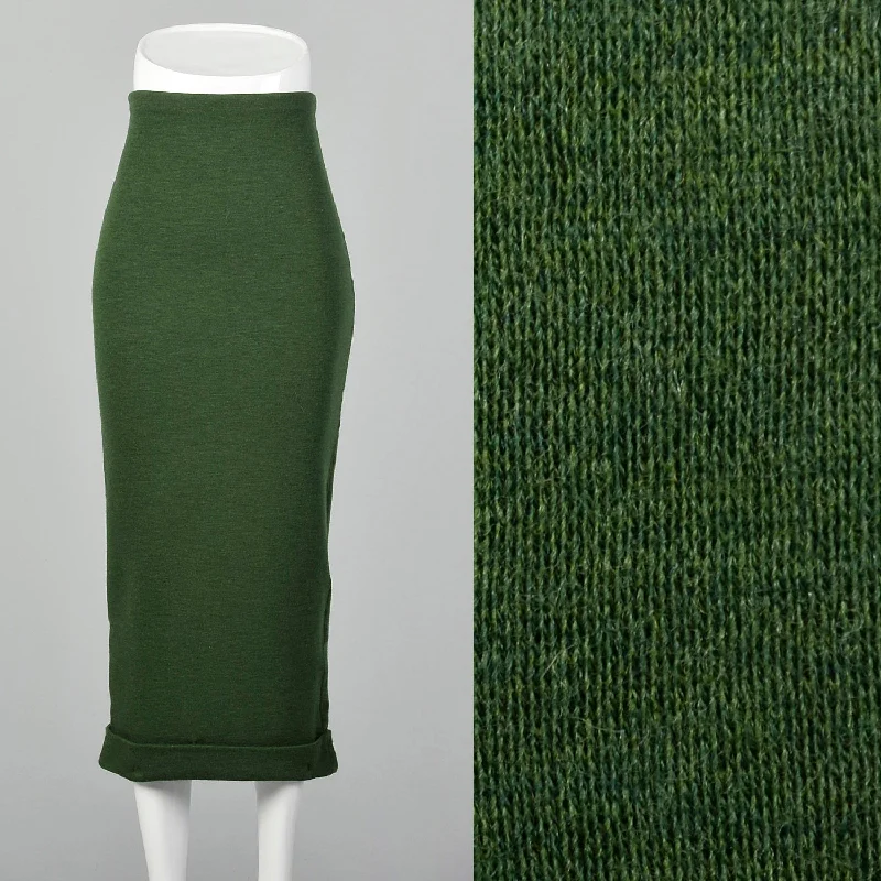 Small Romeo Gigli 1990s Green Knit Skirt low waist skirt
