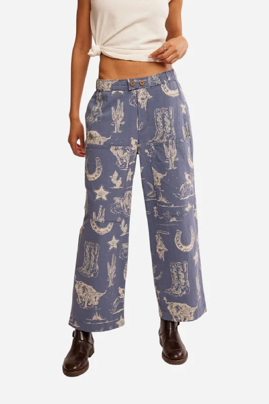Free People Seaside Pull On Pant in Indigo Combo - Rodeo time Slim-Fit Leggings