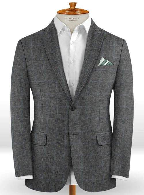 Caccioppoli Dapper Dandy Varto Glen Gray Wool Jacket Embroidered Jacket Appliqued Jacket Beaded Jacket