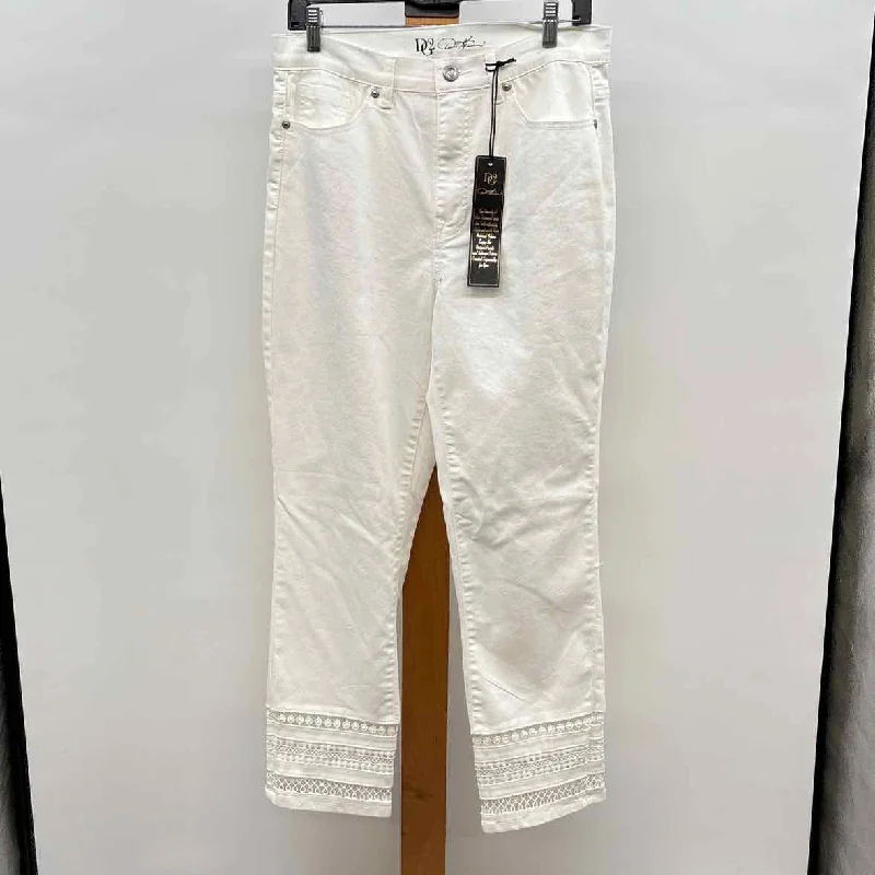 DG2 Women's Size 10L White Solid Pants Comfortable Denim Pants