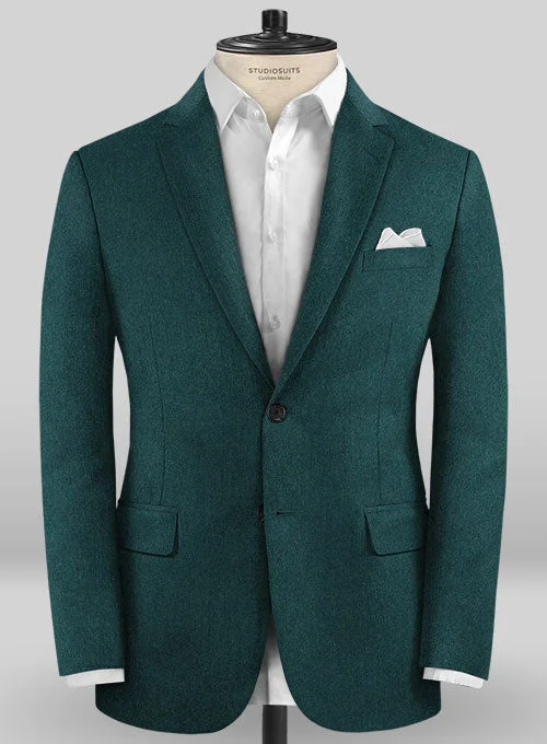 Colombo Teal Green Cashmere Jacket Welt Pockets Slit Pockets Flap Pockets