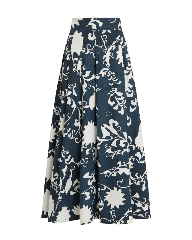 Flaminia Skirt in Flower Screen Print flowy skirt hem
