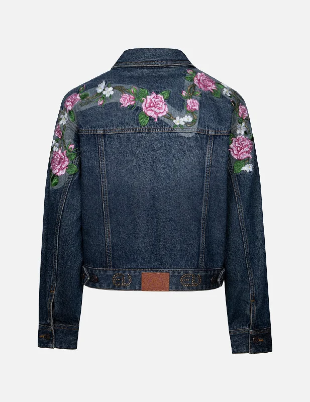 Roses Daicock with Studs Logo Loose Fit Denim Jacket Jacket Blazer Coat