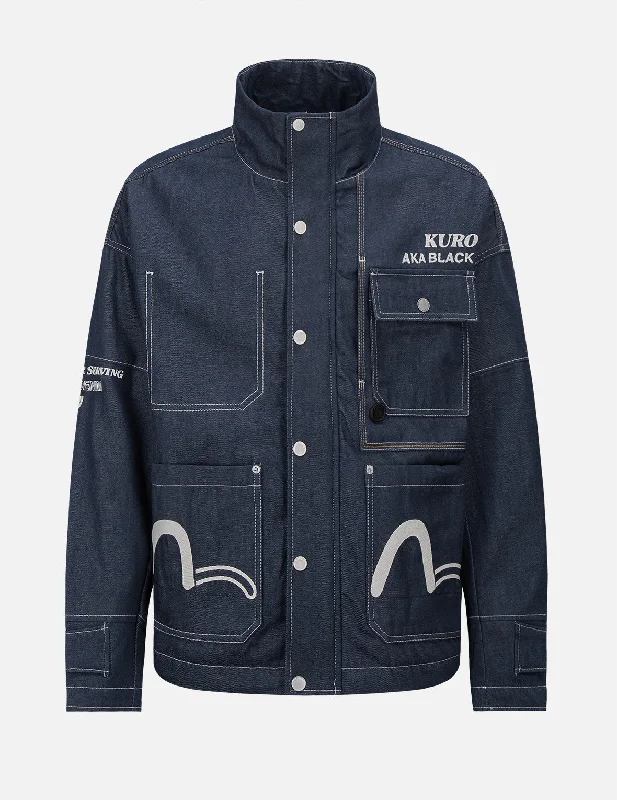 Contrast Stitching Denim Worker Jacket Nylon Jacket Polyester Jacket Spandex Jacket