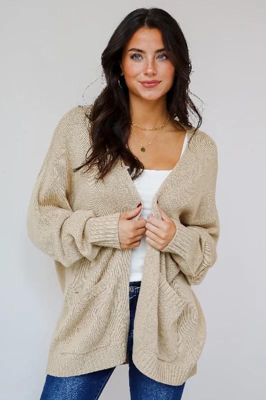 FINAL SALE - Passionately Cozy Taupe Cardigan Anti-Pilling Anti-Shrink Durable
