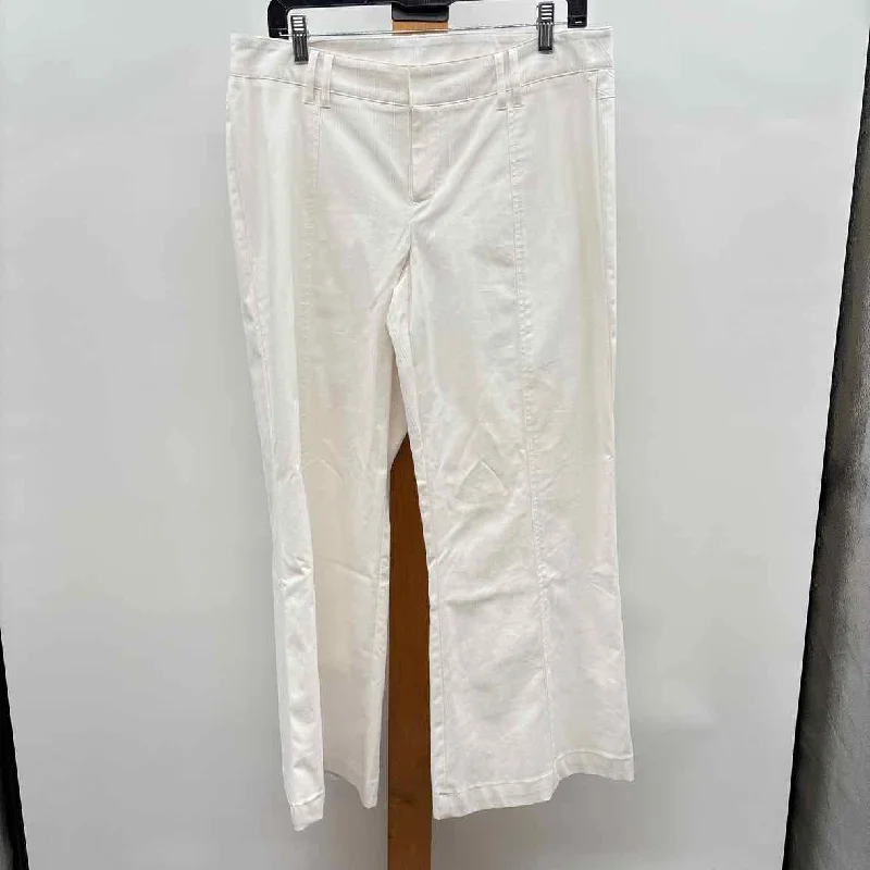 Bisou Bisou Women's Size 10 White Stripe Pants Formal Stretch Pants