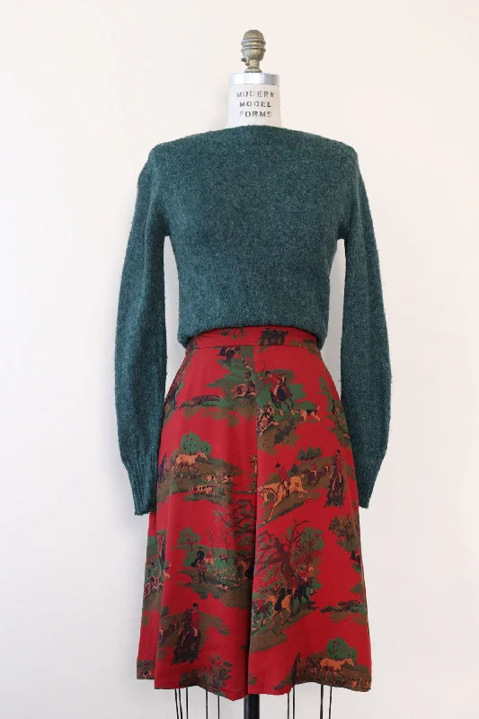 Horse Riding Print Rayon Skirt S/M spandex blend skirt
