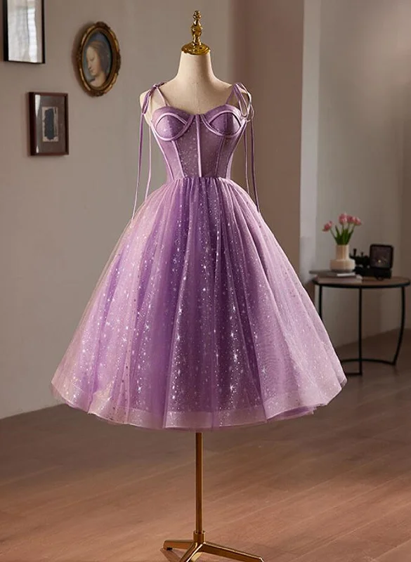 Light Purple Knee Length Straps Party Dress, Light Purple Homecoming Dress Tunics Occasion special Light Purple Knee Length Straps Party Dress, Light Purple Homecoming Dress Tunics Occasion special