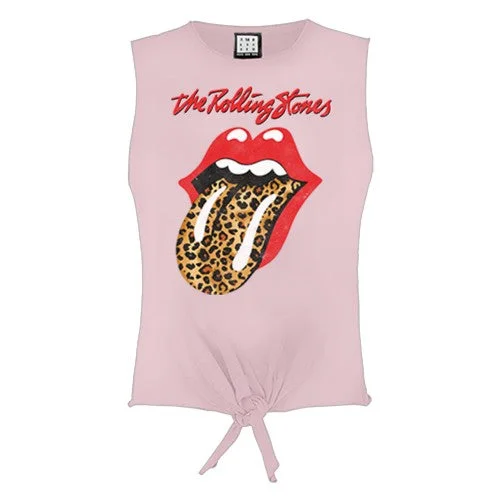Amplified Womens/Ladies Leopard Tongue The Rolling Stones Sleeveless Tank Top ribbed tank top