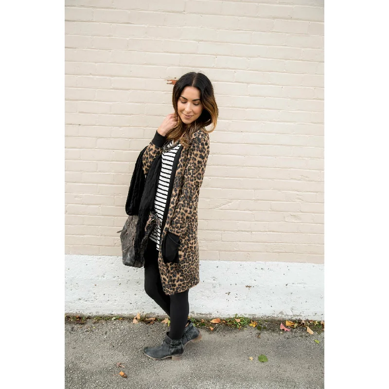 Leopard Tunic Cardigan Soft Cozy Warm