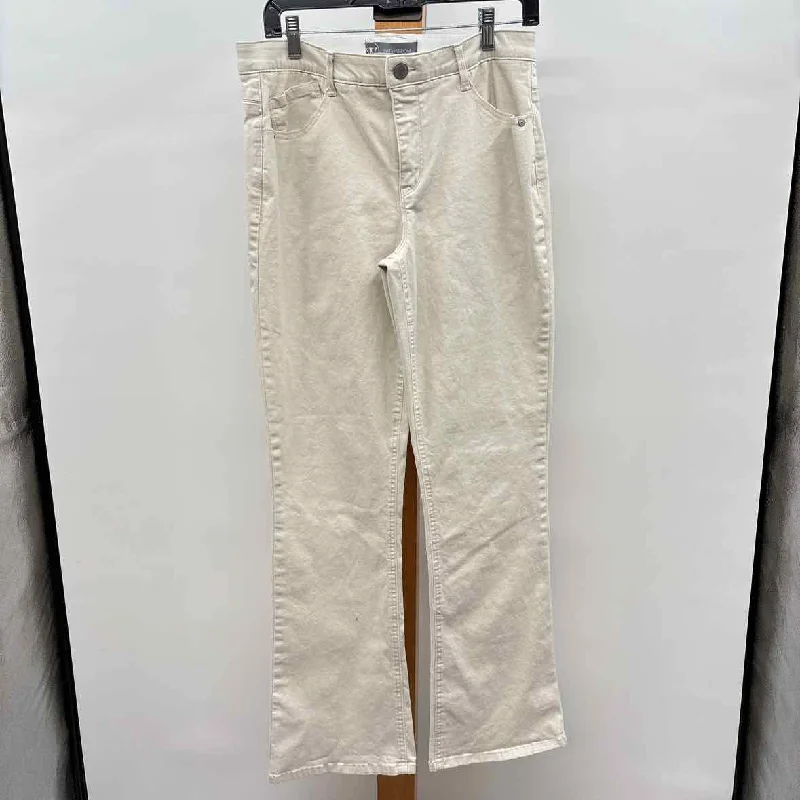 Wit & Wisdom Women's Size 10 Ivory Solid Pants Comfortable Pleated Pants