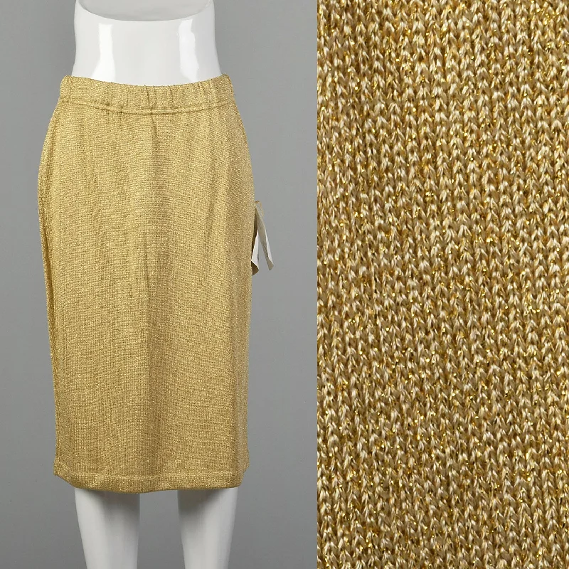 Medium St John Collection 1990s Gold Knit Skirt seamless skirt comfort