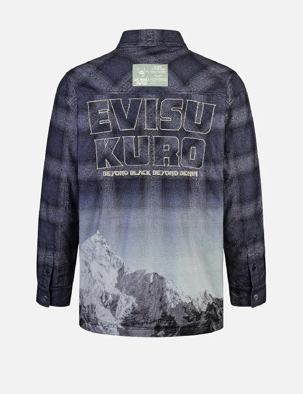 Flannel Check with Snow Mountian Print Relax Fit Shirt Jacket Collared Jacket Crew Neck Jacket Turtle Neck Jacket Flannel Check with Snow Mountian Print Relax Fit Shirt Jacket Collared Jacket Crew Neck Jacket Turtle Neck Jacket