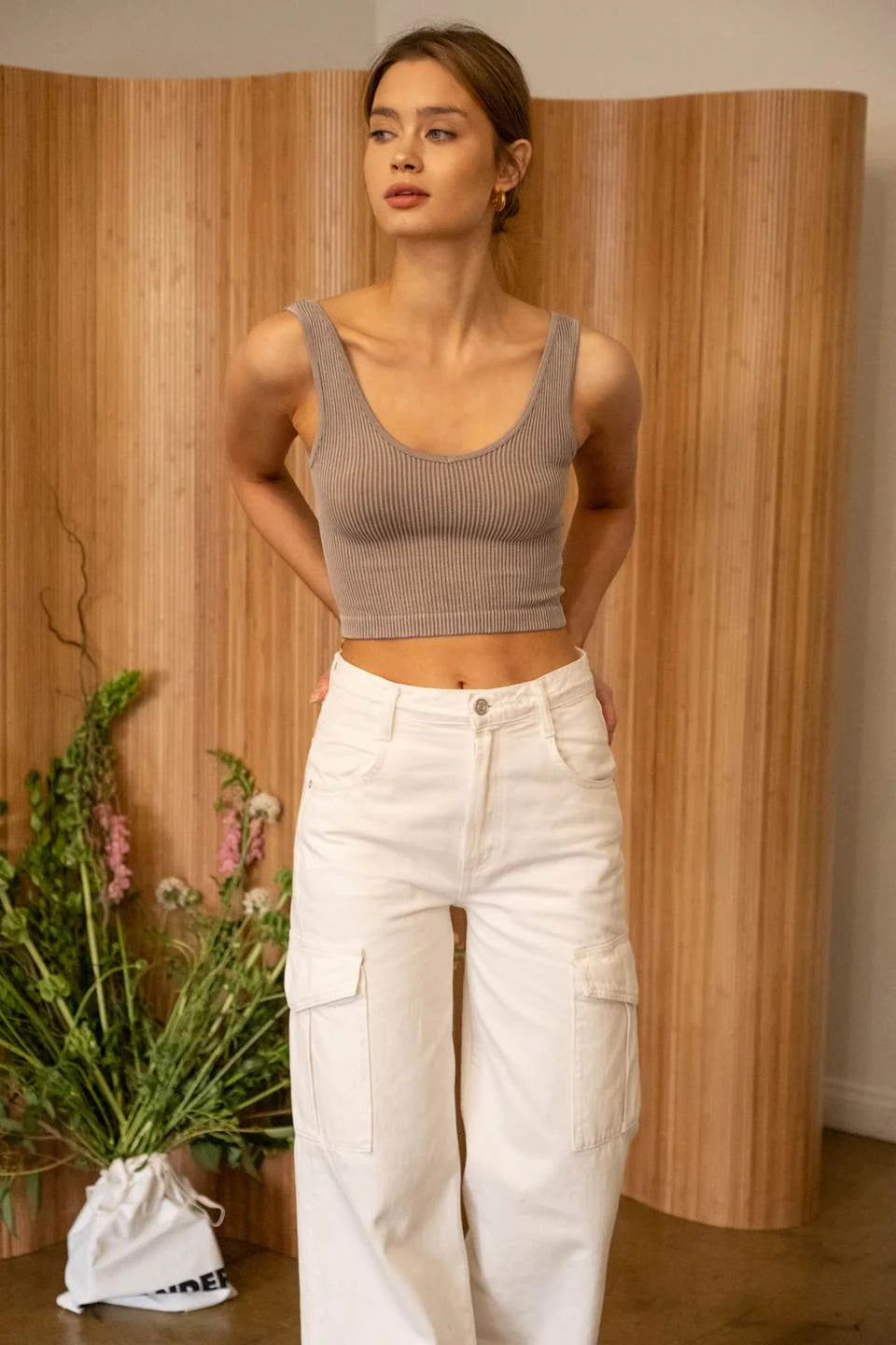 The Perfect Fit Cropped Tank || Charcoal, Denim or Mocha grey tank top
