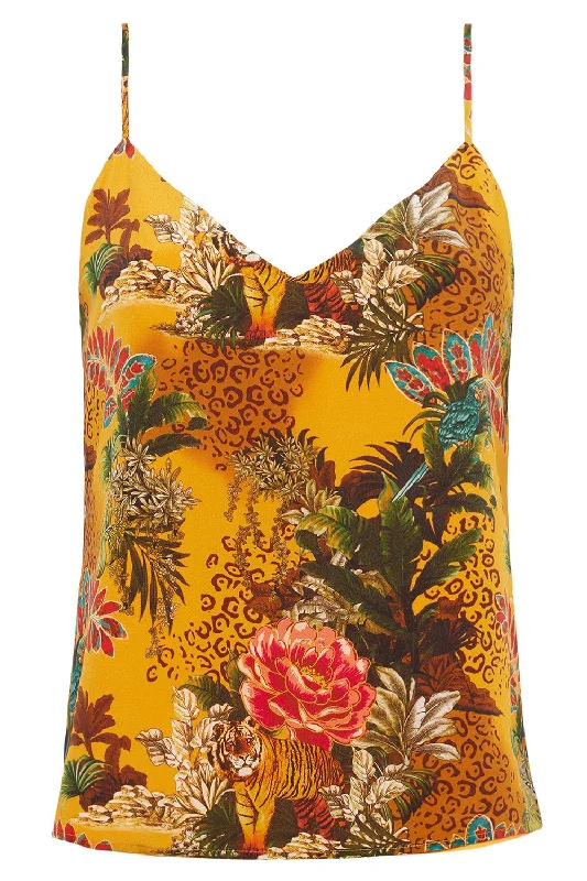 Jane Tank - Yellow Floral Jungle mint tank top