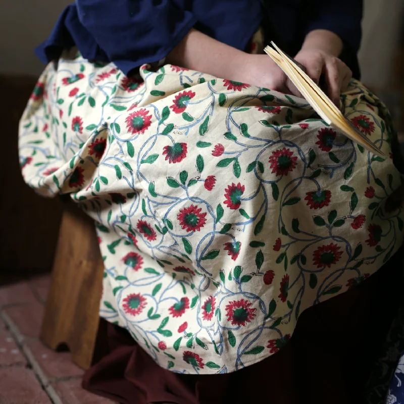 Drawstring Skirt - Printed cashmere skirt fine