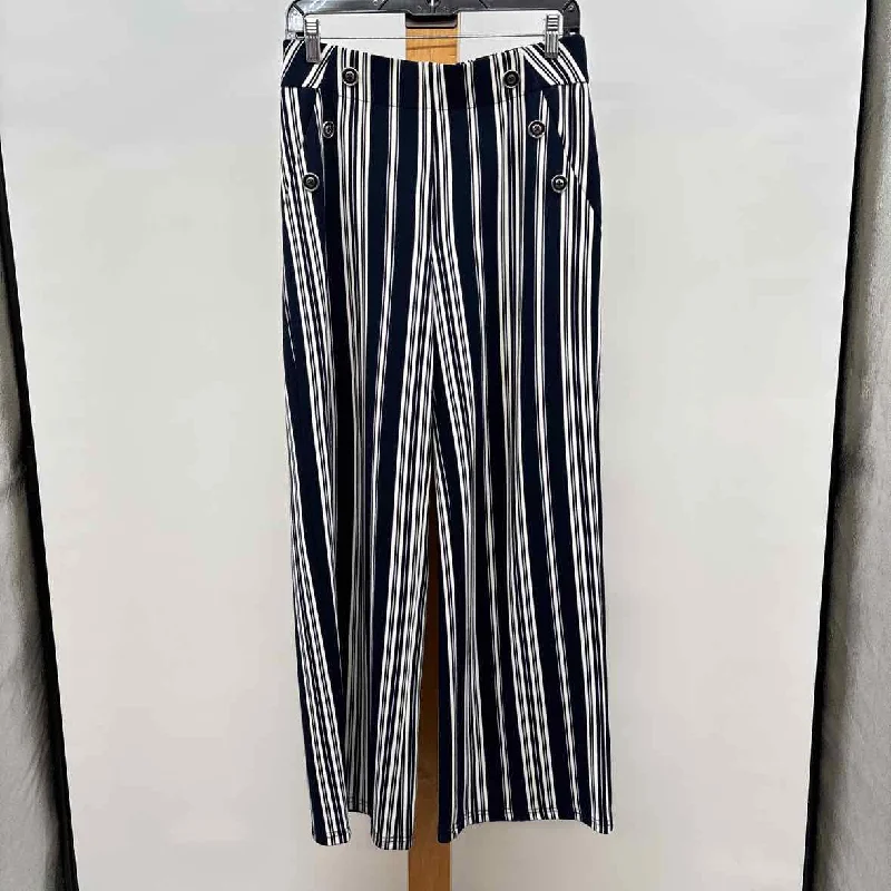 Cato Women's Size S Navy Stripe Pants Chic Slim Fit Pants