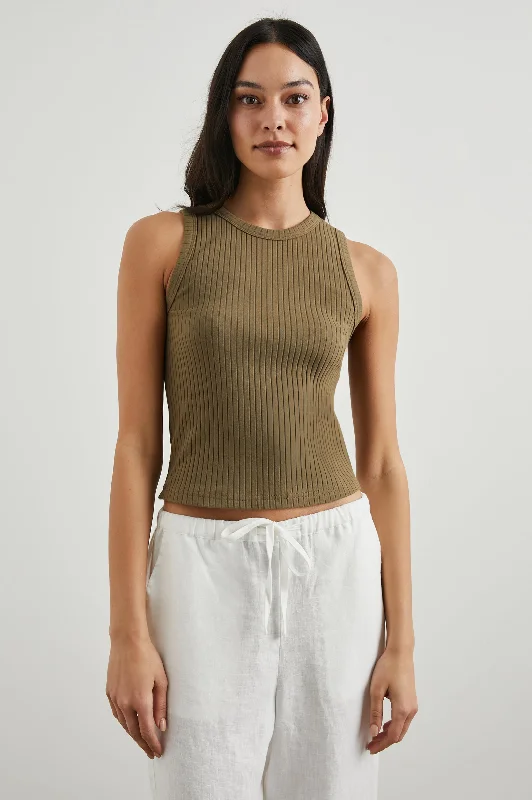 THE RACER TANK - OLIVE navy tank top