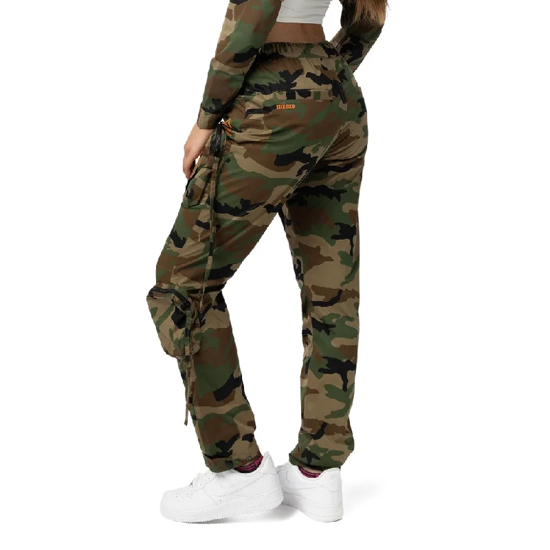 Relaxed Slouch Utility Cargo Pants - Wood Camo Comfortable Denim Leggings