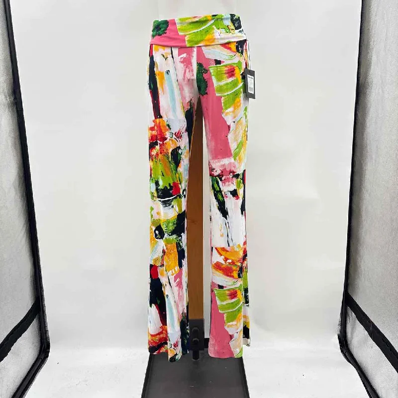 Norma Kamali Women's Size S White Floral Pants Modern Stretch Trousers