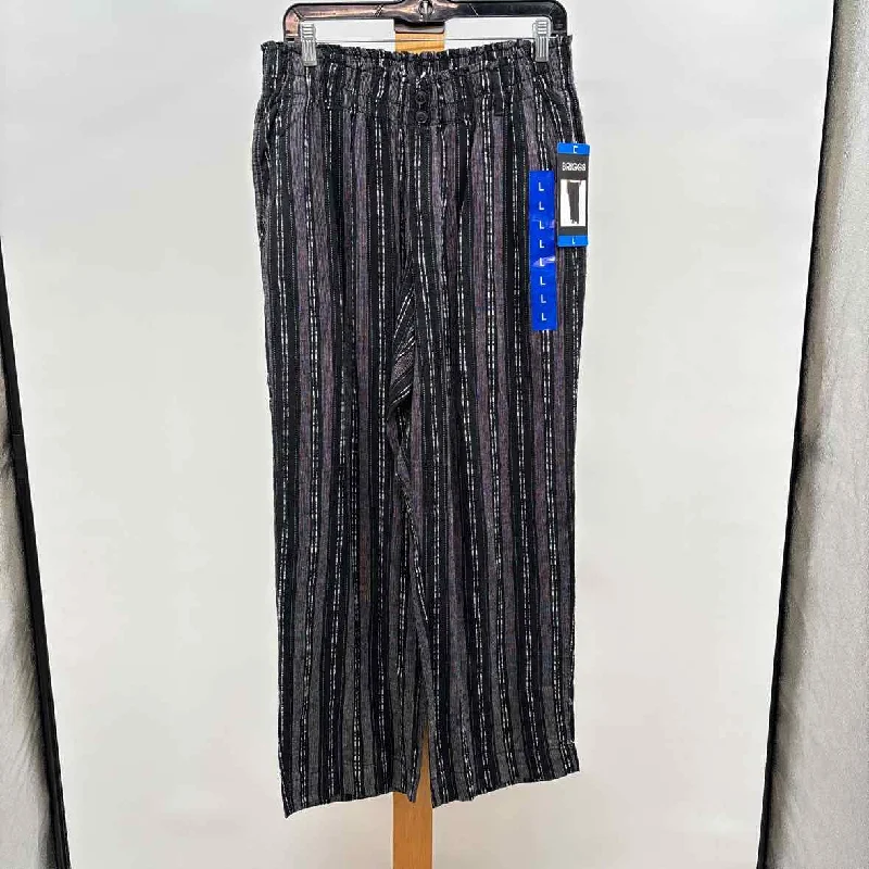 Briggs Women's Size L Black Stripe Pants Stylish Casual Pants