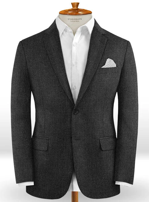 Caccioppoli Dapper Dandy Nedro Charcoal Wool Jacket Elasticated Jacket Padded Jacket Insulated Jacket