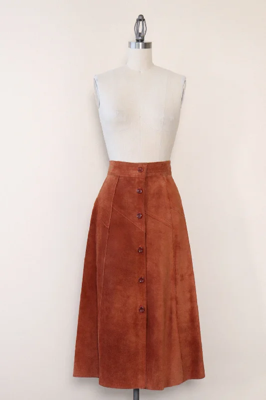 Chestnut Suede Button Skirt S high waist skirt