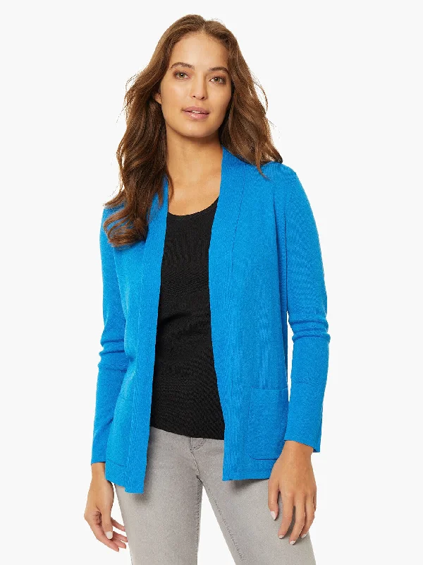 Open Front Cardigan With Pockets Transparent Opaque Sheer