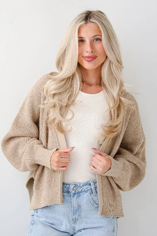 FINAL SALE - Completely Cozy Beige Sweater Cardigan Fleece Cardigan Nylon Polyester