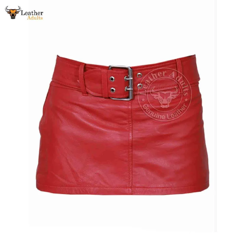 Ladies Sexy Butter Soft Genuine Lambskin Leather Red Mini Skirt Clubwear lace skirt intricate Ladies Sexy Butter Soft Genuine Lambskin Leather Red Mini Skirt Clubwear lace skirt intricate