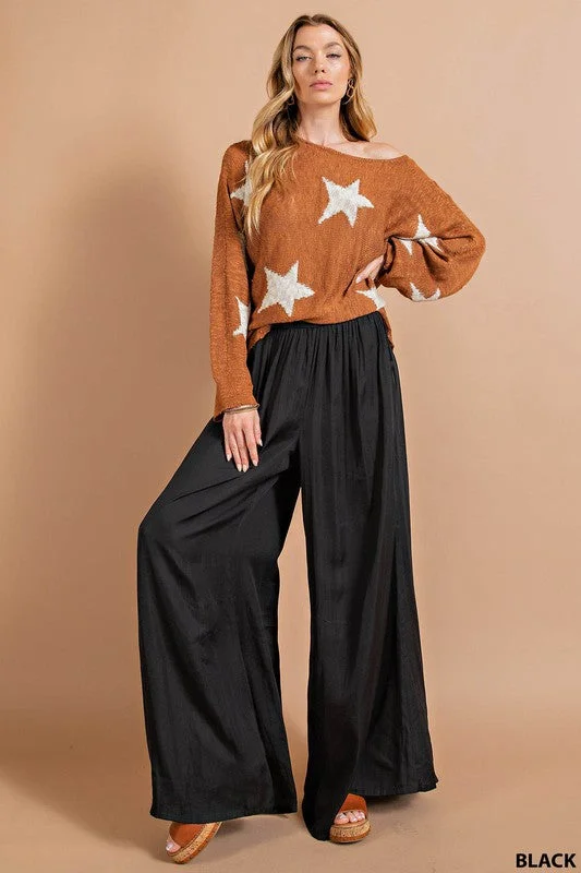 Satin Palazzo Pants Black Stylish Harem Pants