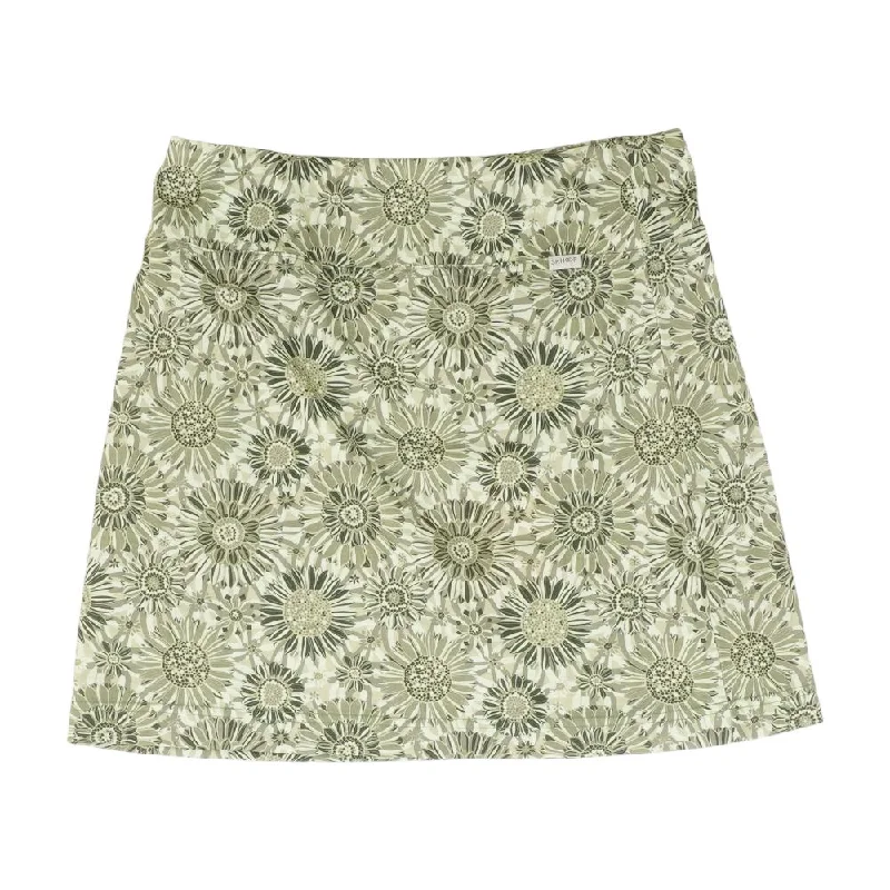Green Floral Mini Skirt wool skirt warm