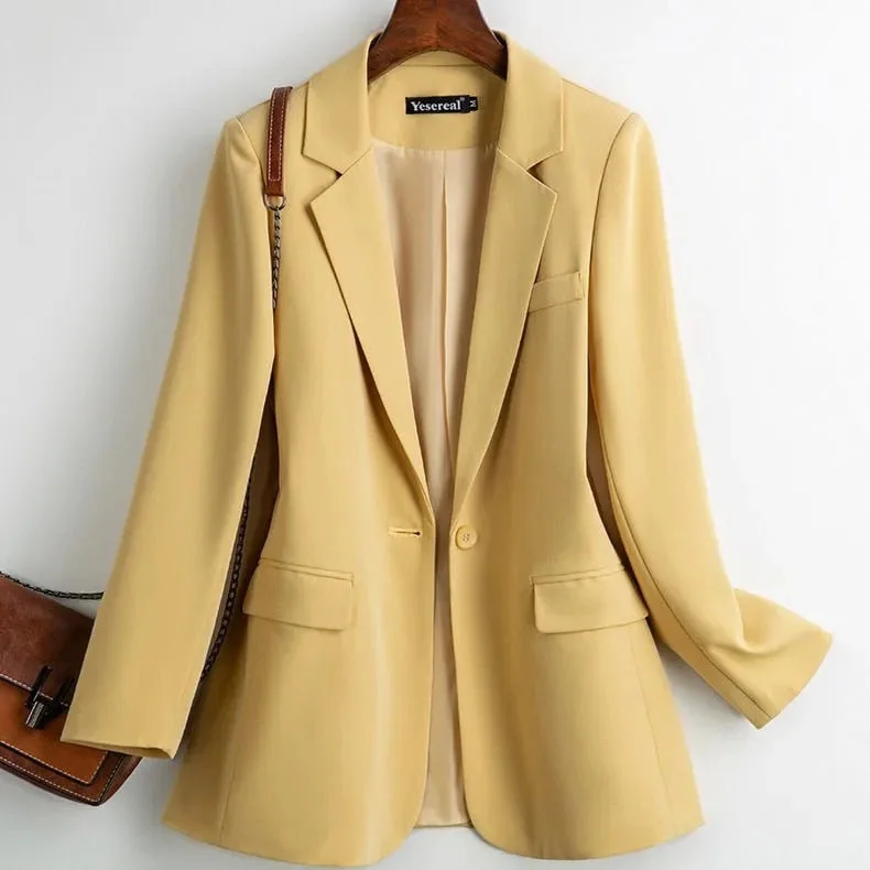 Black small suit 2022 women's jacket Korean style loose large size suit trend  suit women  ladies tops  Blazers  Casual Appliqued Jacket Beaded Jacket Sequined Jacket