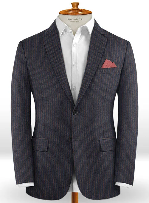 Caccioppoli Dapper Dandy Berno Regal Blue Wool Jacket A-Line Jacket Boat Neck Shawl Collar