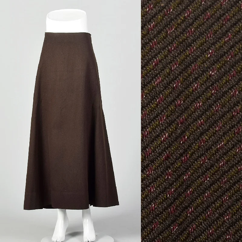 XXL 1910s Brown and Black Striped Skirt flowy skirt hem