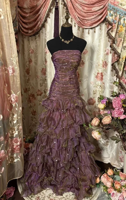 Strapless A-Line Chiffon Tiered Vintage Long Party Dress, DP4327 Tunics Trendy modern